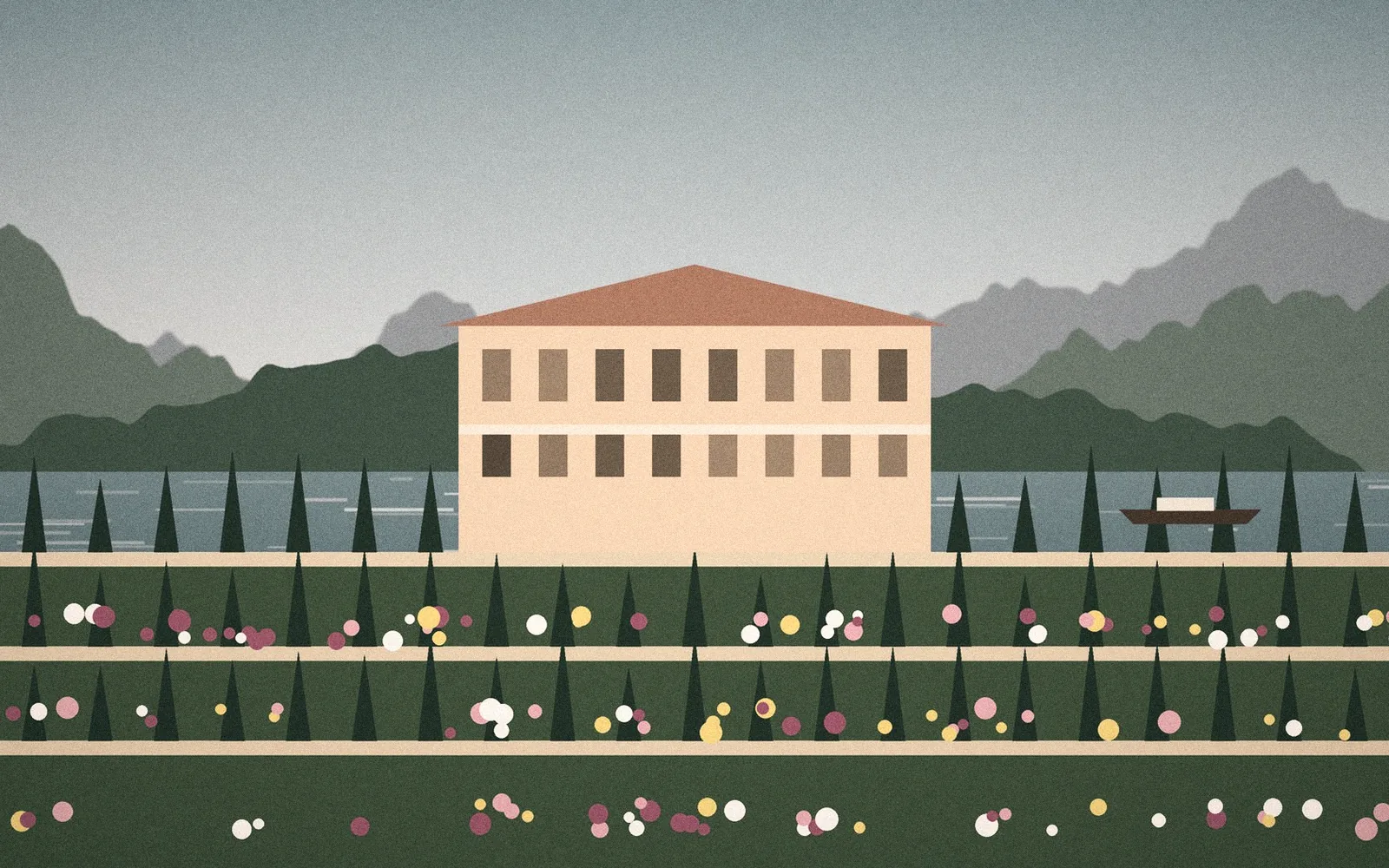 Illustration: a villa on the slope above Lake Como